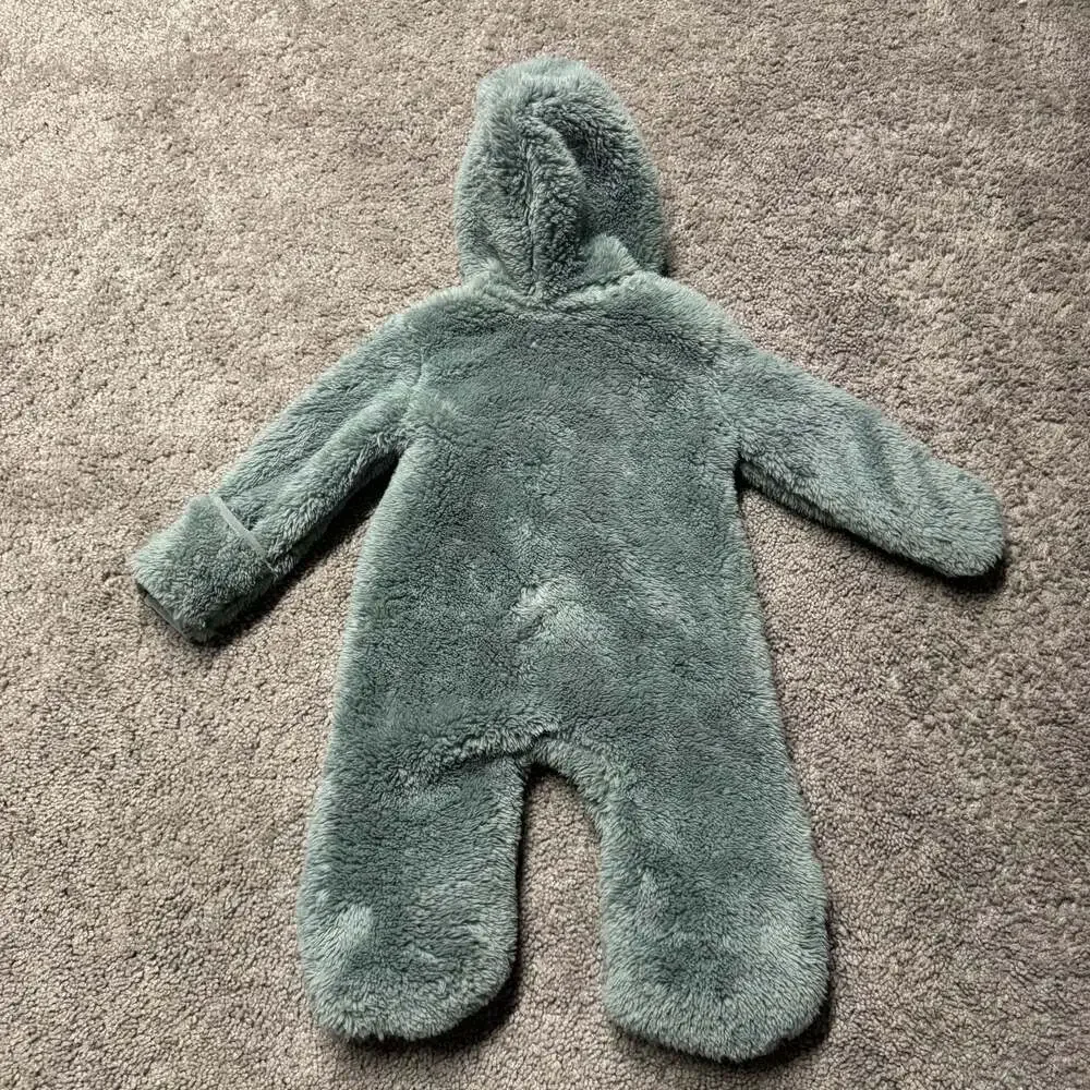 Nike Baby Hooded Sherpa Coverall Jumpsuit in Green, Size 3M